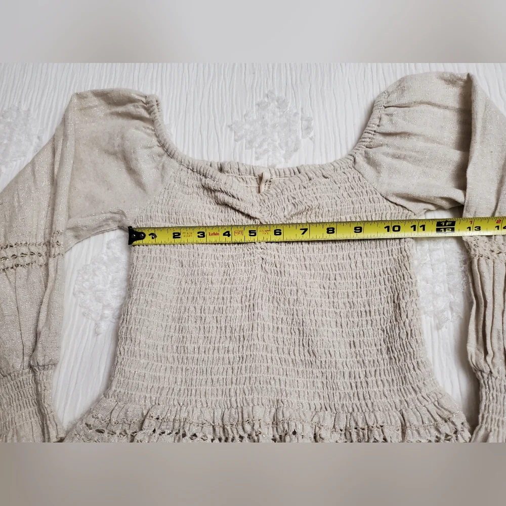 Spell & The Gypsy Collective Lola Smocked Linen Blend Top Boho Chic Size S
